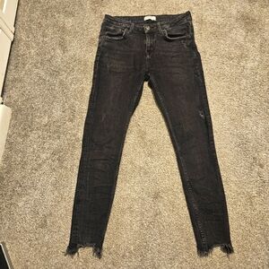 Zara Womens Jeans Size 6 Black Distressed Skinny Ankle Pants